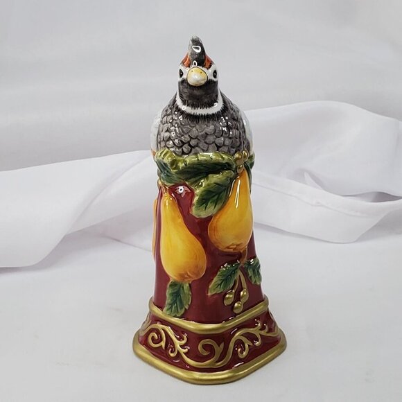 Fitz And Floyd Essentials Christmas Partridge Bell Figurine 5.5 inches tall - Picture 10 of 13